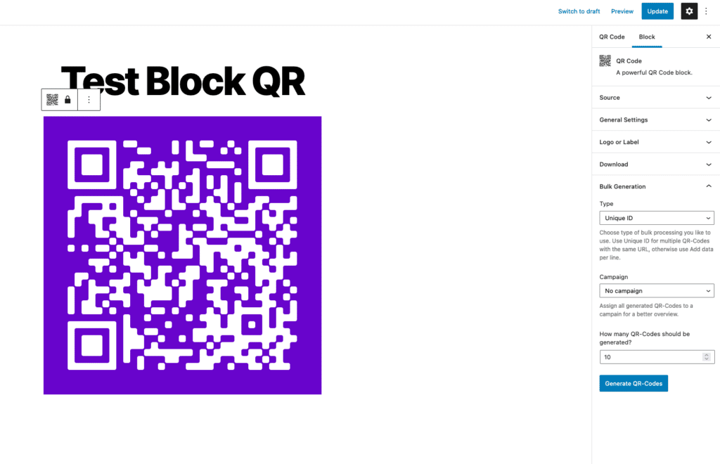 Qr Code Bulk Generation