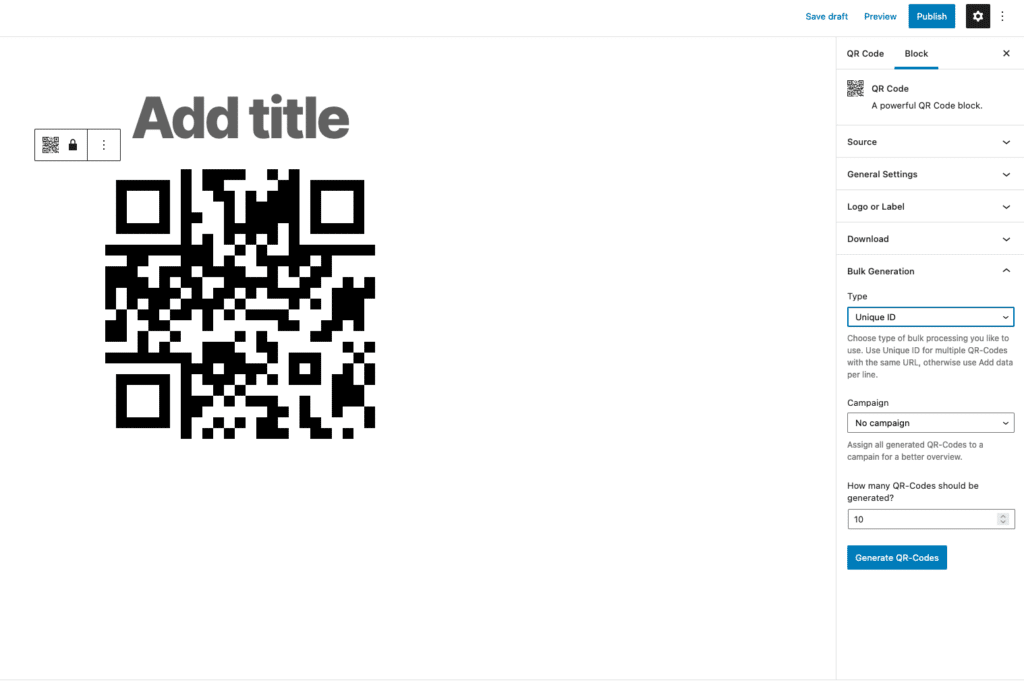 bulk generate QR code ID