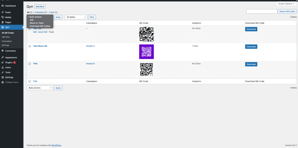 Track QR Codes