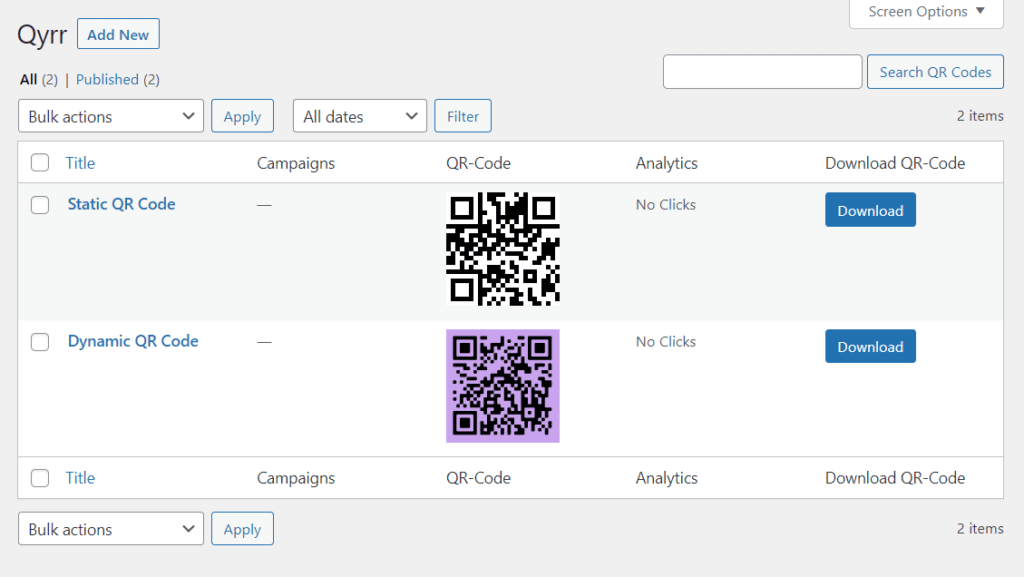 qr codes using qyrr