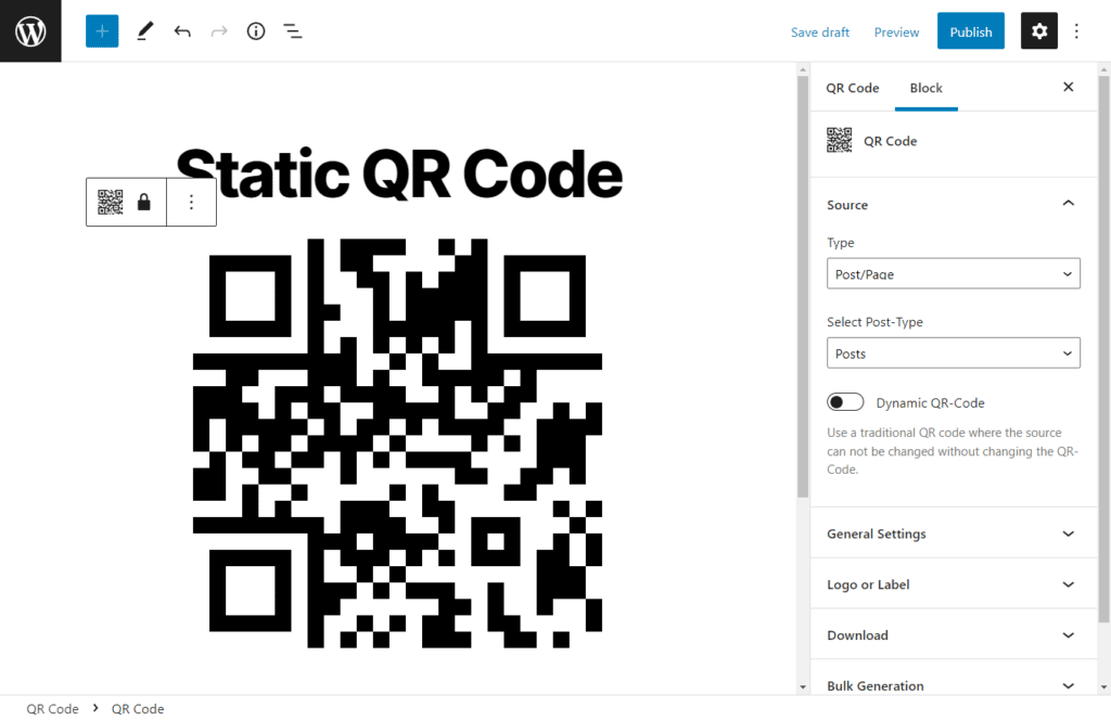 WordPress QR code