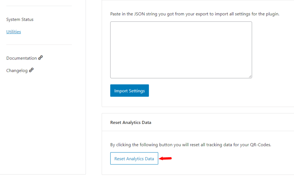 reset analytics data qyrr